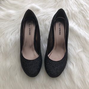 Black Sparkle Heels, size 6
